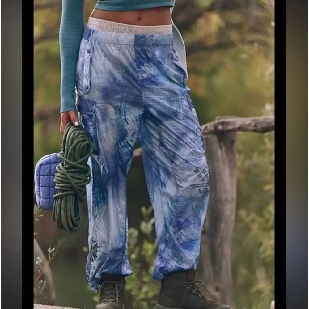 Free People Movement Color Burst Hike Pants M Ice Forest Combo Embroidered
